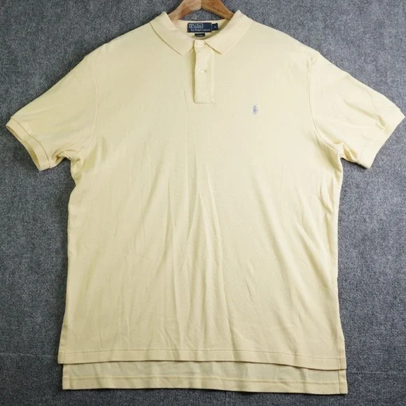 Polo Ralph Lauren Mens XL Yellow Short Sleeve Cotton Pique Polo Shirt Blue Pony - Picture 3 of 6